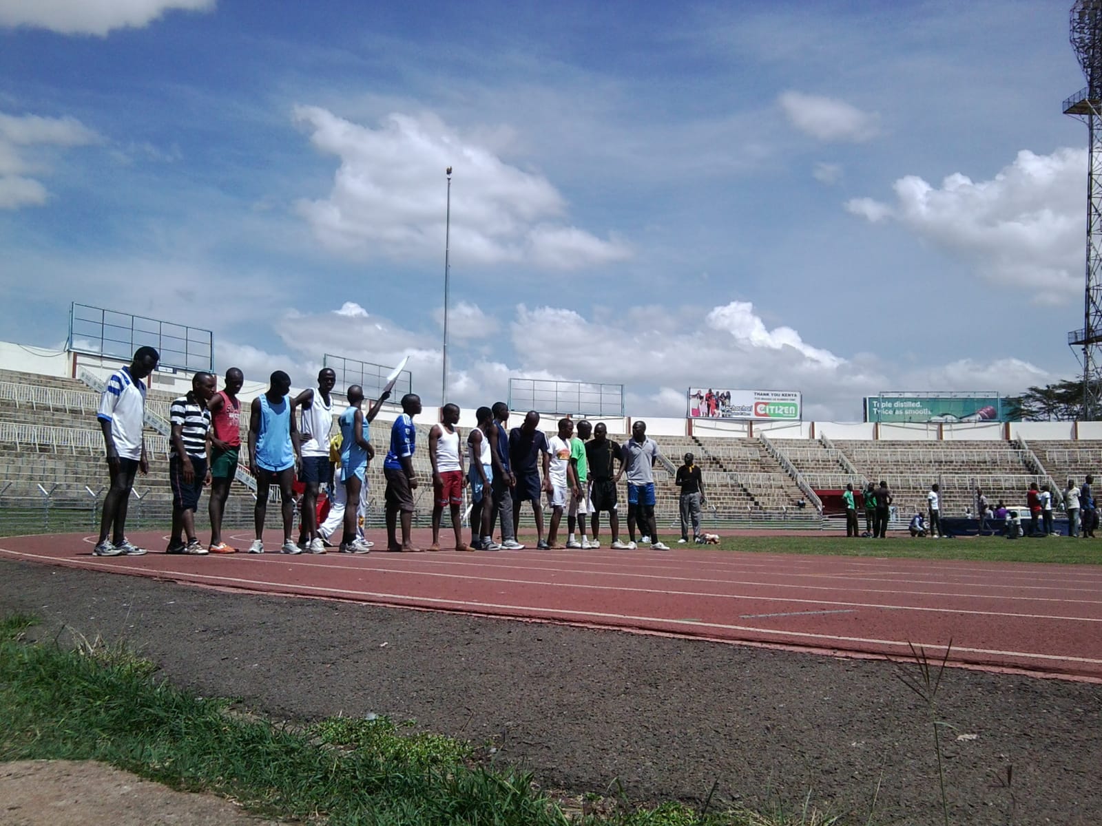 Athletes line up at Nyayo National Stadium, Nairobi, during a Technical University of Kenya sports day. File photo of the venue; it is not from the Safari Sevens.