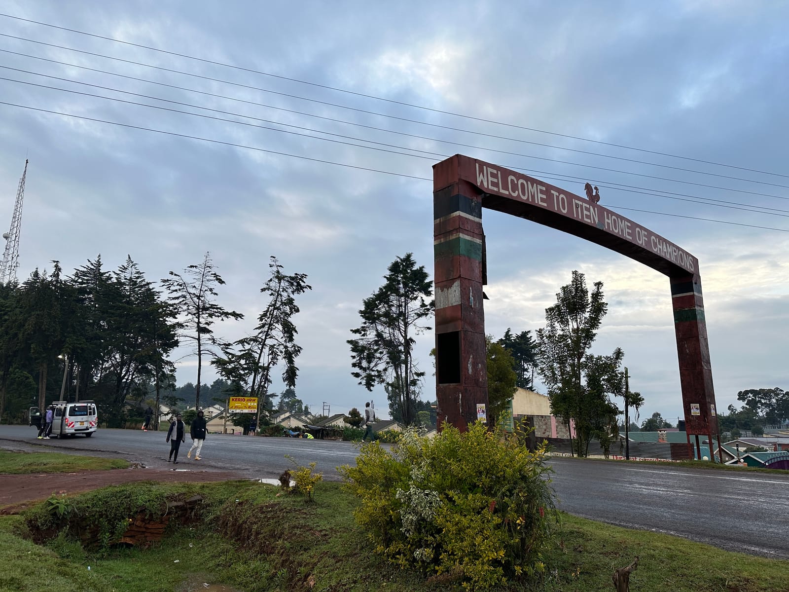 The welcome arch at the entrance to Iten, the highland town known for its distance runners (file photo, 2023).