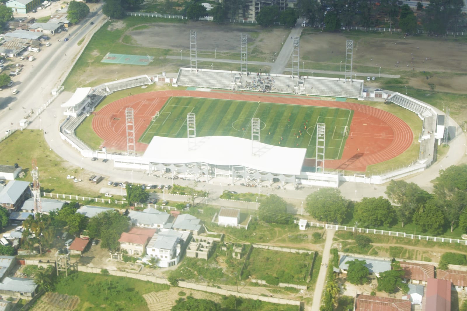 Aerial view of Amaan Stadium, Zanzibar (file photo, 2015). It is not Fumba Stadium, which is still under construction.