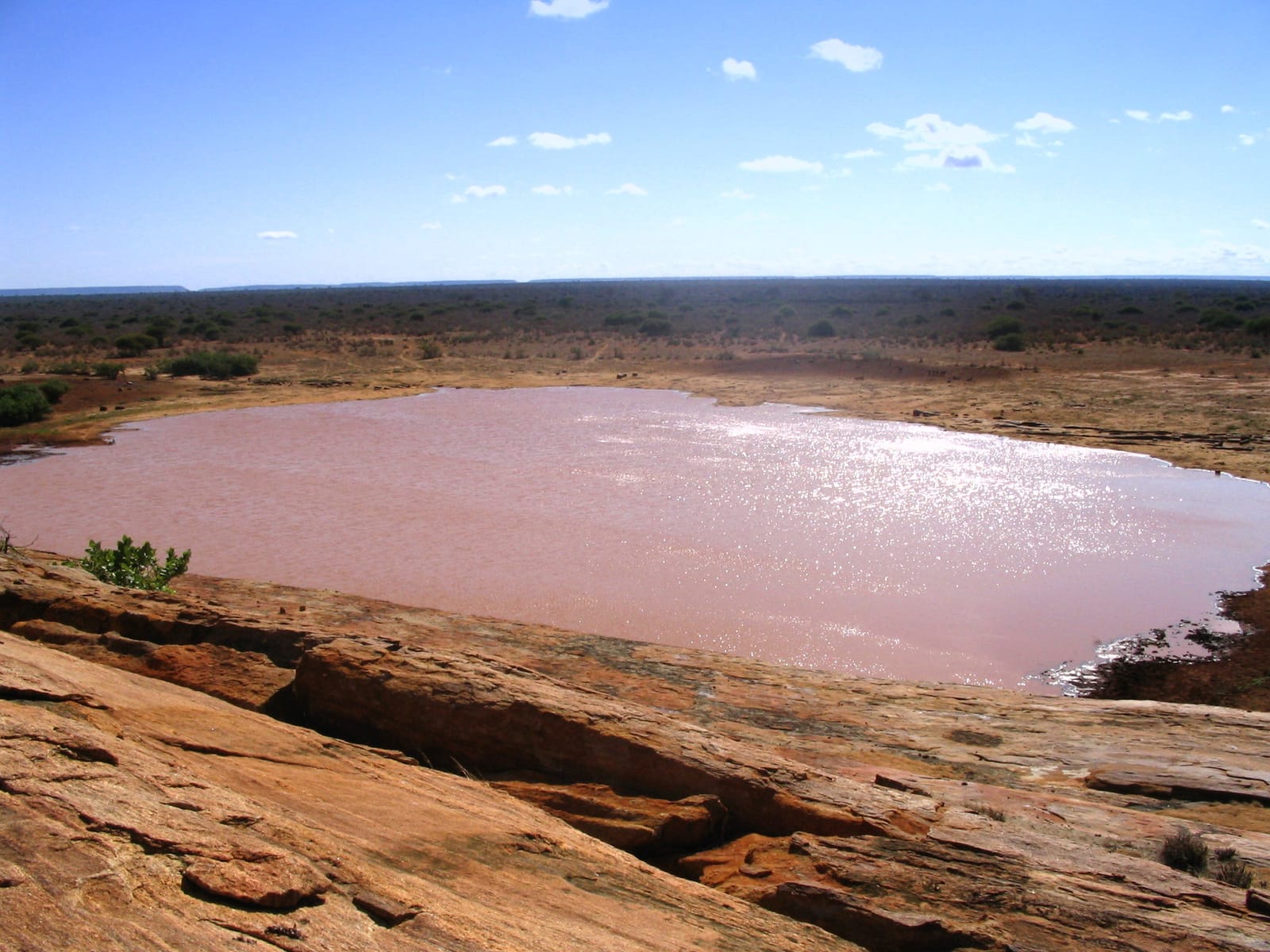 Savanna and a lake seen from Mudanda Rock in Tsavo East National Park, Kenya (file photo, 2005).
